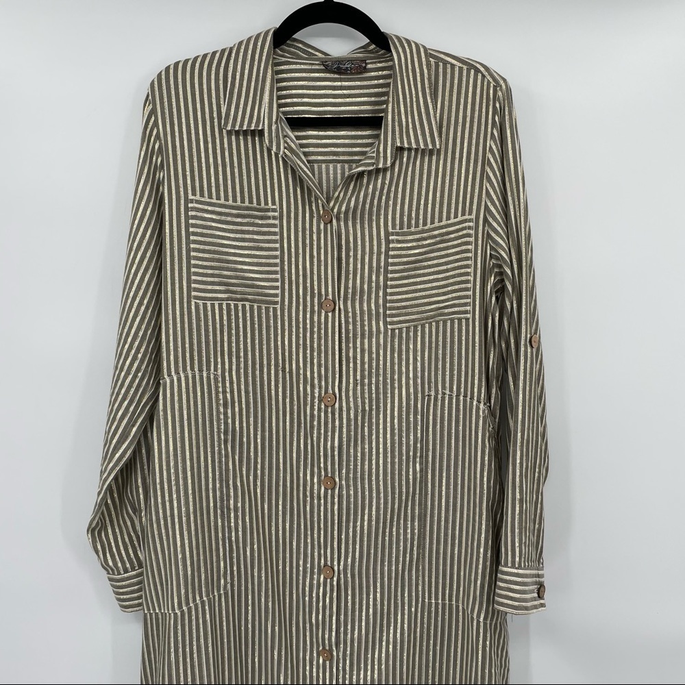 J Glee Olive Green & White Striped T Shirt Dress - Picture 2 of 14